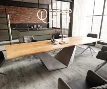 DELIFE Eettafel Edge 300x100x4 eiken natuur Prisma metaal zilver Live-...