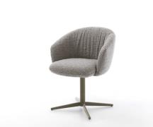 DELIFE Draaistoel Caja-Flex met armleuning bouclé zilver grijs kruispo...