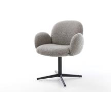 DELIFE Draaistoel Nube-Flex met armleuning bouclé zilver grijs kruispo...