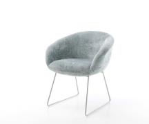 DELIFE Eetkamerstoel Vinka-Flex met armleuning chenille pastelblauw sl...