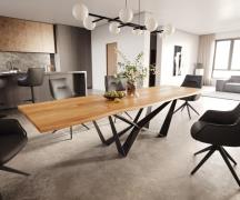 DELIFE Eettafel Edge 300x100x4 eiken natuur Spider vlak staal zwart Li...