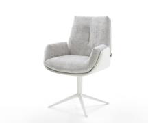 DELIFE Draaistoel Clea-Flex materiaalmix echt leer wit-zilver grijs kr...