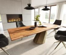 DELIFE Eettafel Edge 240x100 acacia natuur Parabel metaal goud Live-Ed...
