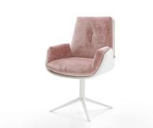 DELIFE Draaistoel Clea-Flex materiaalmix echt leer wit-rosé kruispoot ...