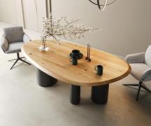 DELIFE Eettafel Edge Oval 220x120x2,5 eiken natuur Troa metaal zwart F...