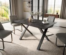 DELIFE Eettafel Edge 140x90 keramiek Laminam® Nero Greco antraciet X-f...