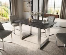 DELIFE Eettafel Edge 140x90 keramiek Laminam®Nero Greco antraciet roes...