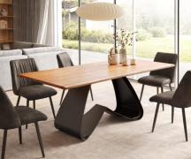 DELIFE Eetkamertafel Edge 200x100 acacia natuurW-frame metaal zwart Li...