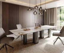 DELIFE Eetkamertafel Edge 300x100 keramiek Minas Melange wit-Beige Pil...