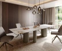 DELIFE Eetkamertafel Edge 300x100 keramiek Minas Melange wit-Beige Tro...