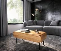 DELIFE Salontafel Shavani 100x50 cm natuur acacia 2 klapdeuren metaal ...