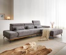 DELIFE Hoekbank Evelio 320x200 Snoer steengrijs ottomane rechts elektr...