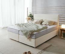 DELIFE Boxspringbed Dream-Well pluche corduroy beige 160x200 cm TFK ma...