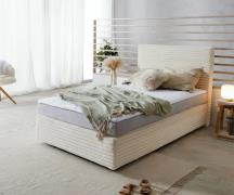 DELIFE Boxspringbed Dream-Well pluche corduroy beige 120x200 cm Bonell...