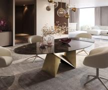 DELIFE Eettafel Edge Oval 280x130 keramiek  Laminam® Emperador Extra L...