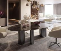 DELIFE Eetkamertafel Edge ovaal 280x130 keramiek Laminam®Emperador Ext...