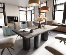 DELIFE Eettafel Edge 200x100 XL acacia Platin Troa metaal zwart Live-E...