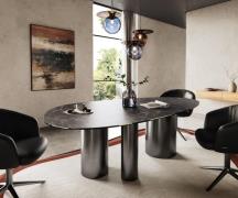 DELIFE Eettafel Edge Oval 220x120 keramiek  Laminam® Nero Greco Anthra...