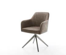 DELIFE Draaistoel Greg-Flex microvelours taupe vintage kruisframe bree...