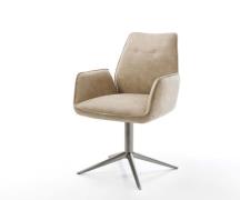 DELIFE Draaistoel Zoa-Flex microvelours beige vintage kruispoot grafie...