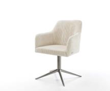 DELIFE Draaistoel Greg-Flex koord beige kruispoot grafiet 360° draaiba...