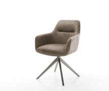 DELIFE Draaistoel Pejo-Flex microvelours taupe vintage kruisframe bree...