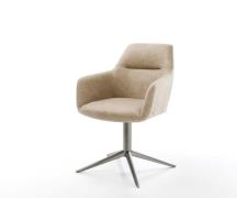 DELIFE Draaistoel Pejo-Flex microvelours beige vintage kruispoot grafi...