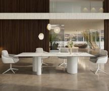 DELIFE Eetkamertafel Edge 300x100 keramiek Calacatta Luxe wit-Gold-gri...