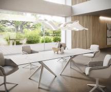 DELIFE Eetkamertafel Edge 300x100 keramiek Laminam®Statuarietto wit Es...