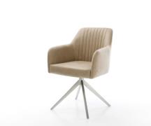 DELIFE Draaistoel Greg-Flex microvelours beige vintage kruisframe bree...