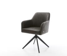 DELIFE Draaistoel Greg-Flex microvelours antraciet vintage kruisframe ...