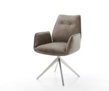 DELIFE Draaistoel Zoa-Flex microvelours taupe vintage kruisframe breed...
