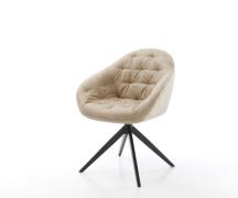 DELIFE Draaistoel Gaio-Flex microvelours beige vintage kruisframe bree...