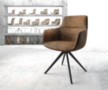 DELIFE Draaistoel Pejo-Flex bruin antiek kruisframe hoekig zwart 180° ...