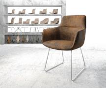 DELIFE Armleunstoel Pejo-Flex bruin antiek slipframe roestvrij staal