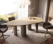 DELIFE Eetkamertafel Edge ovaal 220x120 keramiek Laminam® Sabbia eiken...