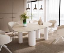 DELIFE Eetkamertafel Edge ovaal 220x120 keramiek Laminam®Travertino Bi...