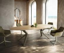 DELIFE Eetkamertafel Edge ovaal 280x130 keramiek Laminam® Sabbia eiken...