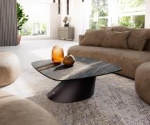 DELIFE Salontafel Edge Boot 90x90 cm keramiek Laminam® Noir Desir brui...