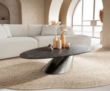 DELIFE Salontafel Edge Oval 140x75 cm keramiek Laminam® Noir Desir bru...