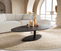 DELIFE Salontafel Edge Oval 140x75 cm keramiek Laminam® Noir Desir bru...