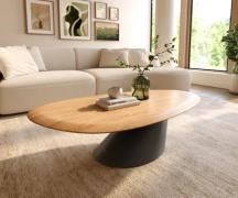 DELIFE Salontafel Edge Oval 140x75 cm Eiken Naturel ronde rand Conis z...