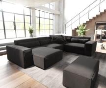 DELIFE Woonkamerlandschap Sirpio 300x210 cm microvezel Zwart recamiere...