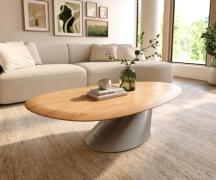 DELIFE Salontafel Edge Oval 140x75 cm Eiken Naturel ronde rand Conis g...