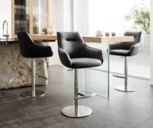 DELIFE Barstoel Alja-Flex Volledig leer Zwart Draaivoet in hoogte vers...