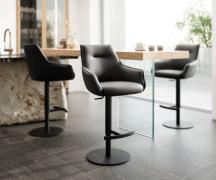 DELIFE Barstoel Alja-Flex Volledig leer Zwart Draaivoet in hoogte vers...