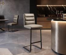 DELIFE Barstoel Pela-Flex Volledig leer Mud Vrijstaand vlak Metaal Zwa...