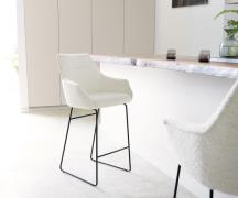 DELIFE Barstoel Alja-Flex bouclé Wit Metalen sledestoel Zwart pocketve...