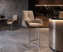 DELIFE Barstoel Clea-Flex materiaalmix Mud vrijstaand vlak RVS pocketv...