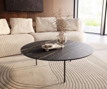 DELIFE Salontafel Edge rond 100x100 cm keramiek Laminam® Noir Desir br...